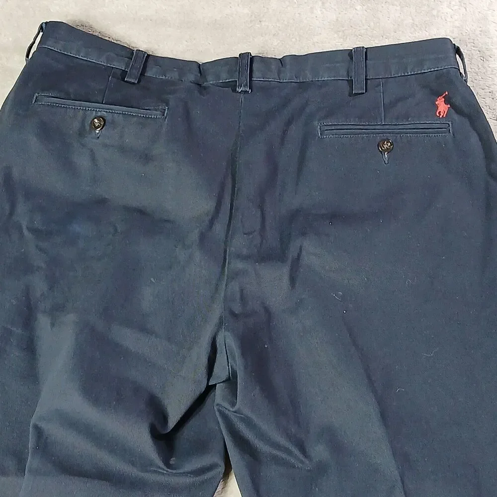 Polo Ralph Lauren Mens 36x28 Navy Blue Cotton Preston Chino Pants Preppy Classic